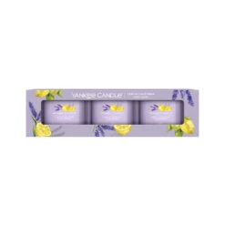Yankee Candle Signature 3 Candele Votive In Vetro Lemon Lavender 10 Ore Cad.