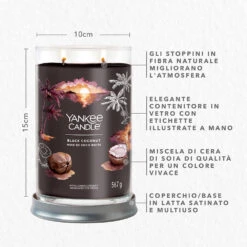 Yankee Candle Signature Candela In Tumbler Grande Black Coconut 100 Ore -Vendite Yankee Candle 0100347 yankee candle signature candela in tumbler grande black coconut 100 ore