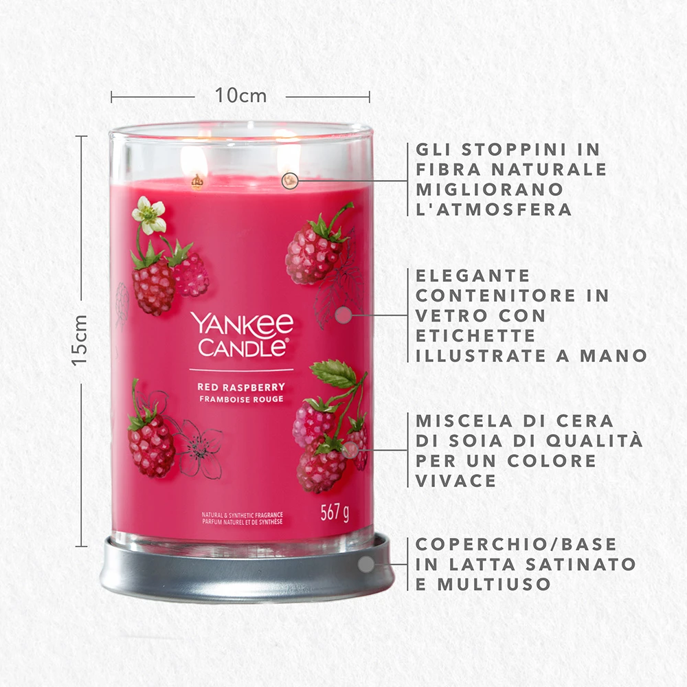 Yankee Candle Signature Candela In Tumbler Grande Red Raspberry 100 Ore 2 Yankee Candle Signature Candela In Tumbler Grande Red Raspberry 100 Ore - immagine 2
