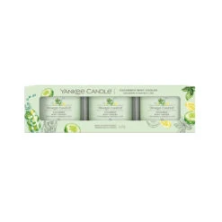 Yankee Candle Signature 3 Candele Votive In Vetro Cucumber Mint Cooler 10 Ore Cad.