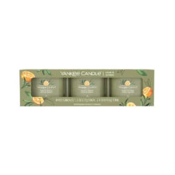Yankee Candle Signature 3 Candele Votive In Vetro Sage & Citrus 10 Ore Cad.