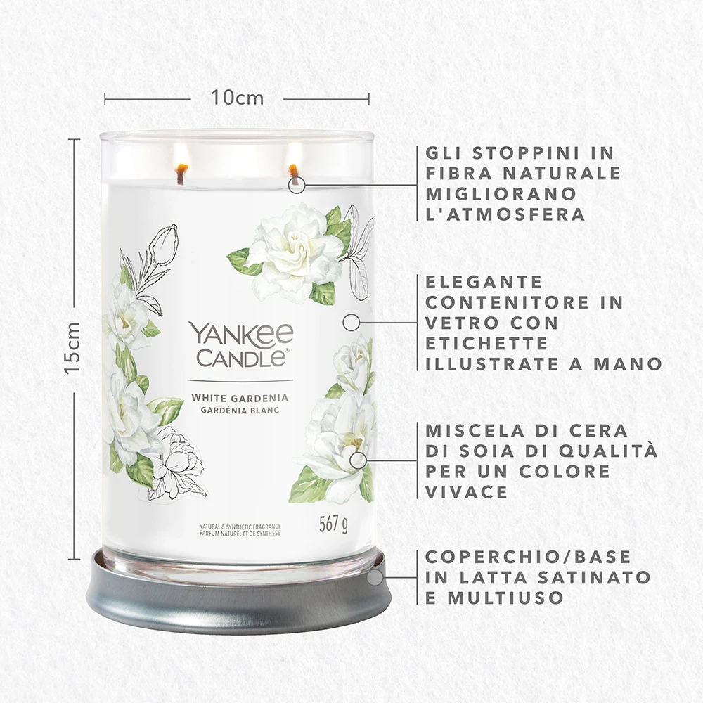 Yankee Candle Signature Candela In Tumbler Grande White Gardenia 100 Ore 2 Yankee Candle Signature Candela In Tumbler Grande White Gardenia 100 Ore - immagine 2